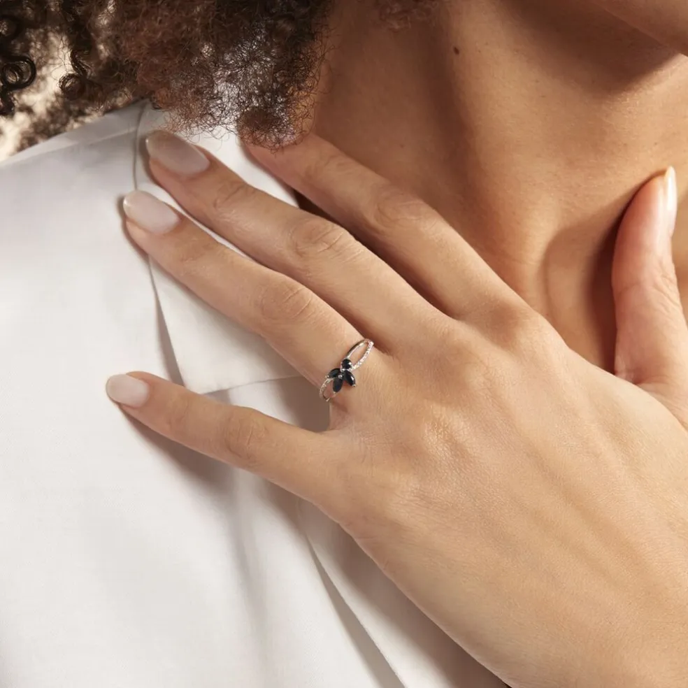 Bague Lupe Or Blanc Saphir Et Diamant