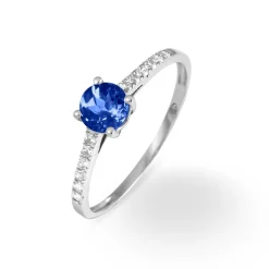 Bague Manon Or Blanc Saphir Et Diamant