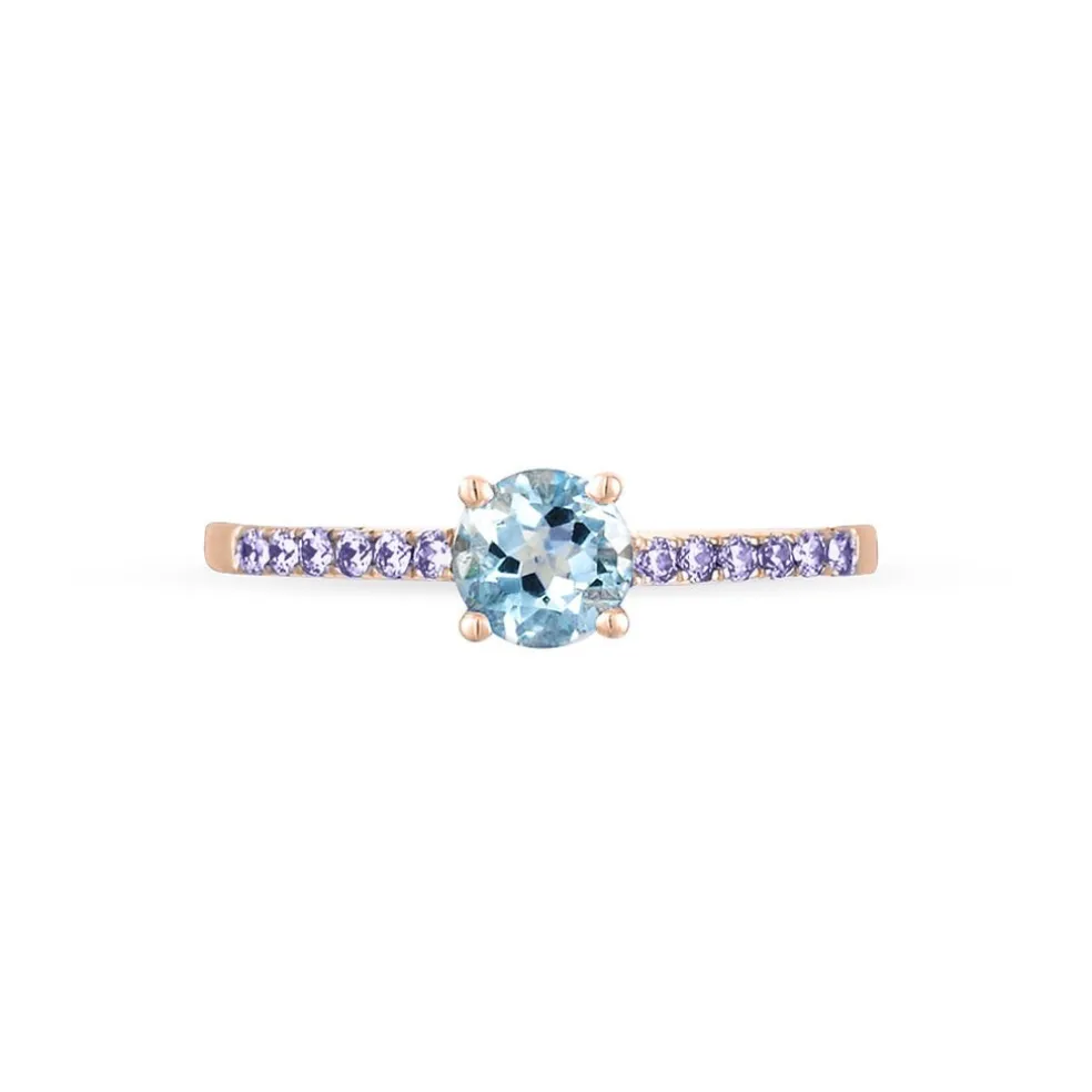 Bague Manon Or Rose Topaze Et Amethyste
