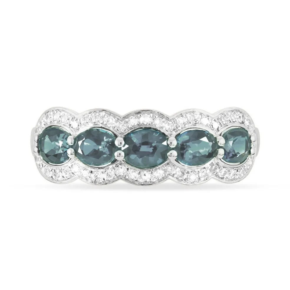 Bague Margaux Or Blanc Aigue Marine Et Diamant