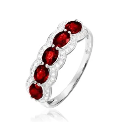 Bague Margaux Or Blanc Grenat Et Diamant