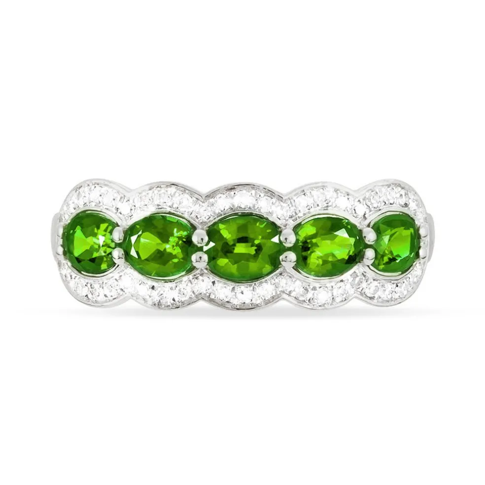 Bague Margaux Or Blanc Péridot Et Diamant