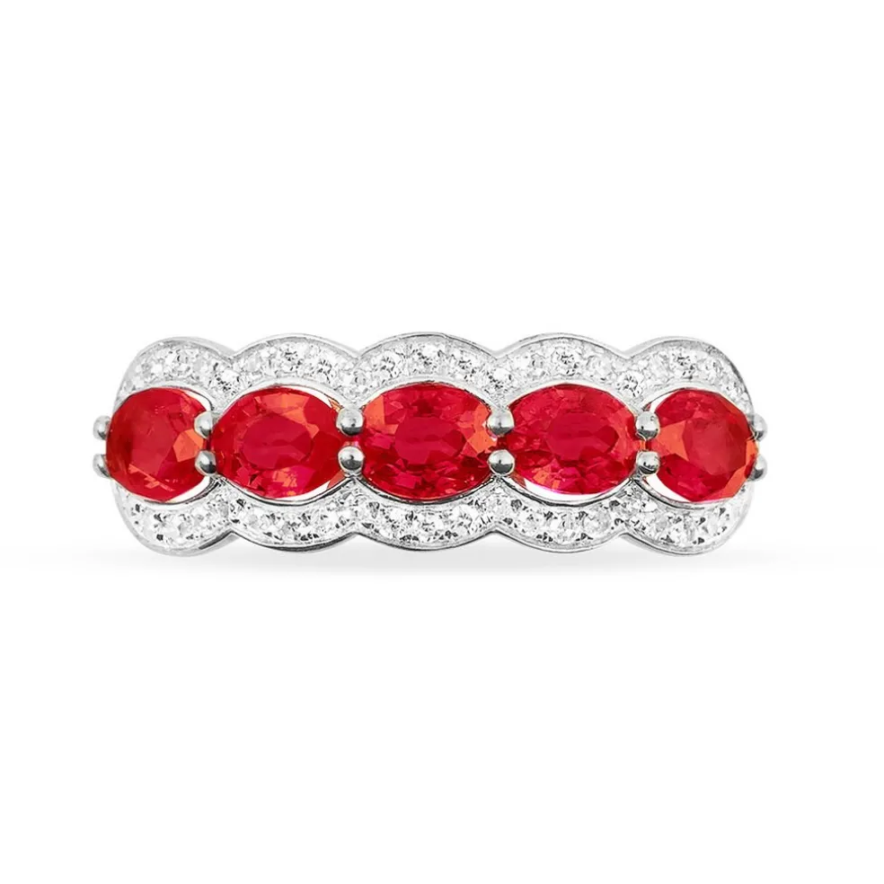 Bague Margaux Or Blanc Rubis Et Diamant