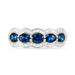 Bague Margaux Or Blanc Saphir Et Diamant