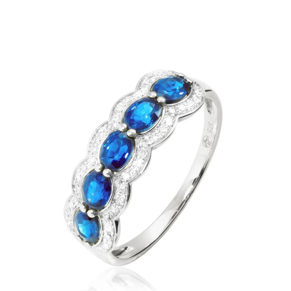 Bague Margaux Or Blanc Topaze Et Diamant