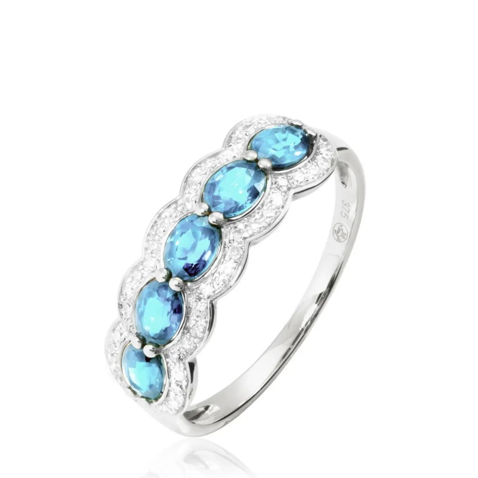 Bague Margaux Or Blanc Topaze Et Diamant