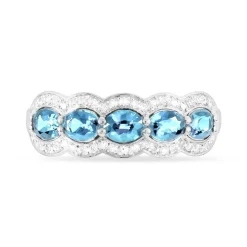 Bague Margaux Or Blanc Topaze Et Diamant