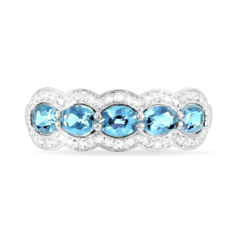 Bague Margaux Or Blanc Topaze Et Diamant