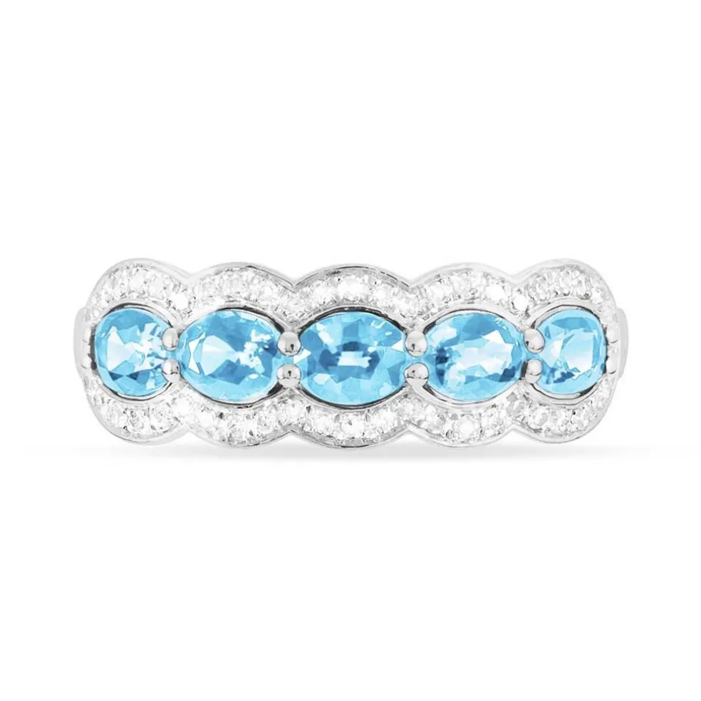 Bague Margaux Or Blanc Topaze Et Diamant