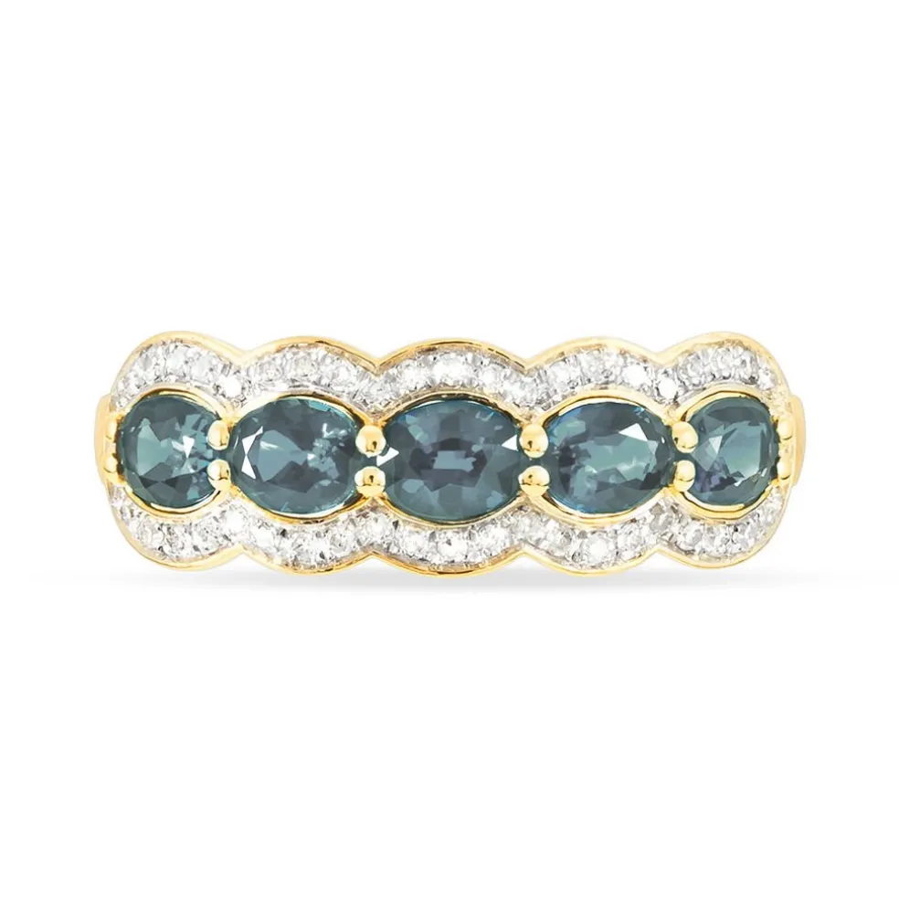 Bague Margaux Or Jaune Aigue Marine Et Diamant