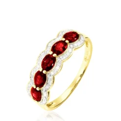 Bague Margaux Or Jaune Grenat Et Diamant