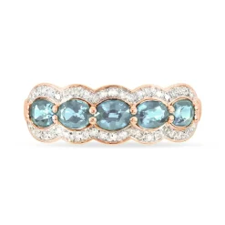 Bague Margaux Or Rose Aigue Marine Et Diamant