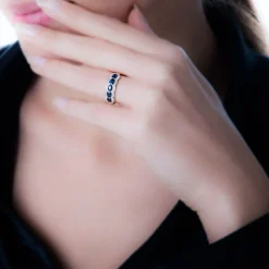 Bague Margaux Or Rose Aigue Marine Et Diamant