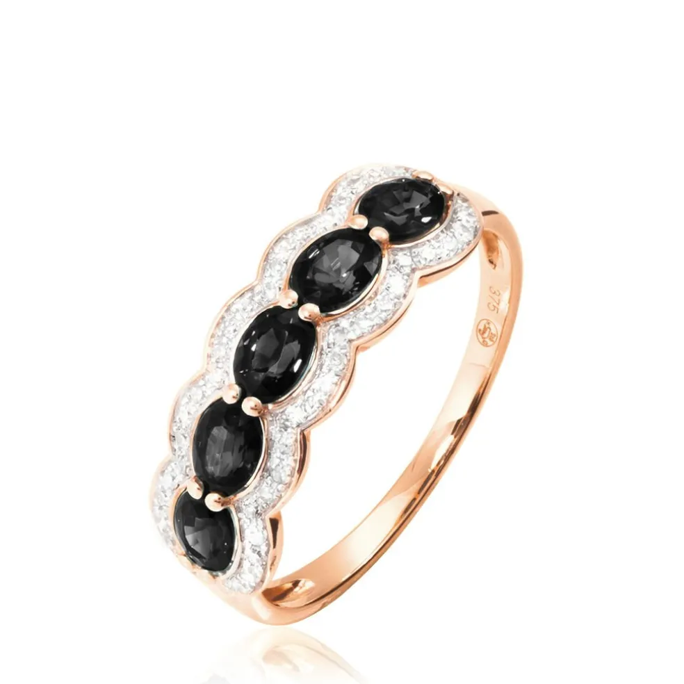 Bague Margaux Or Rose Onyx Et Diamant