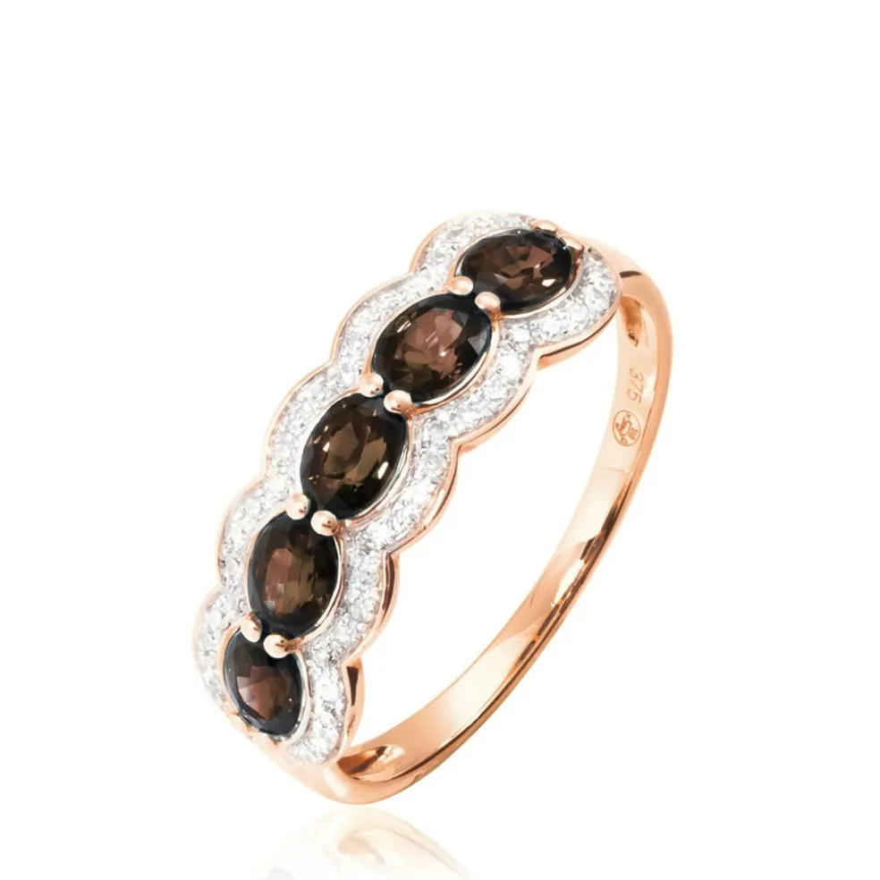 Bague Margaux Or Rose Quartz Et Diamant