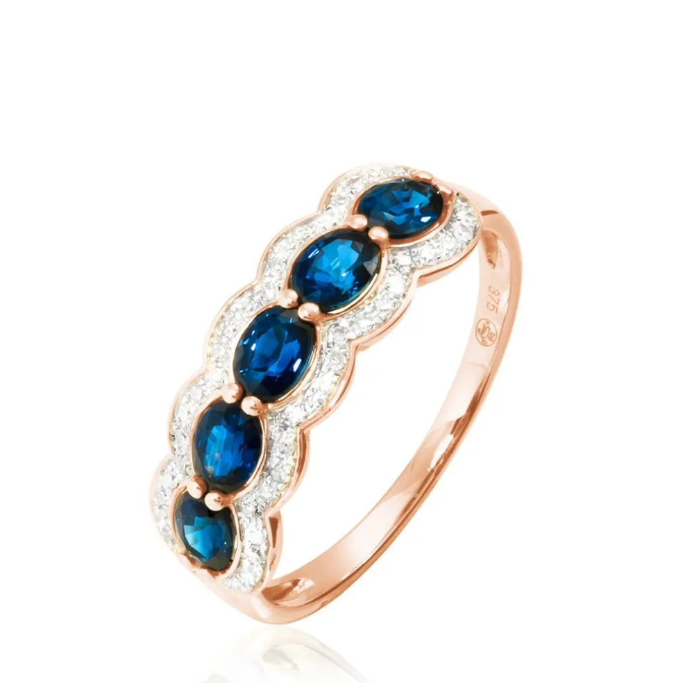 Bague Margaux Or Rose Saphir Et Diamant