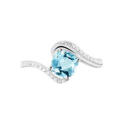 Bague Maria-serena Or Blanc Topaze Et Oxyde De Zirconium