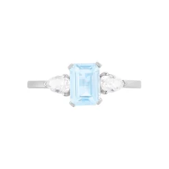 Bague Medyna Or Blanc Topaze Et Oxyde De Zirconium