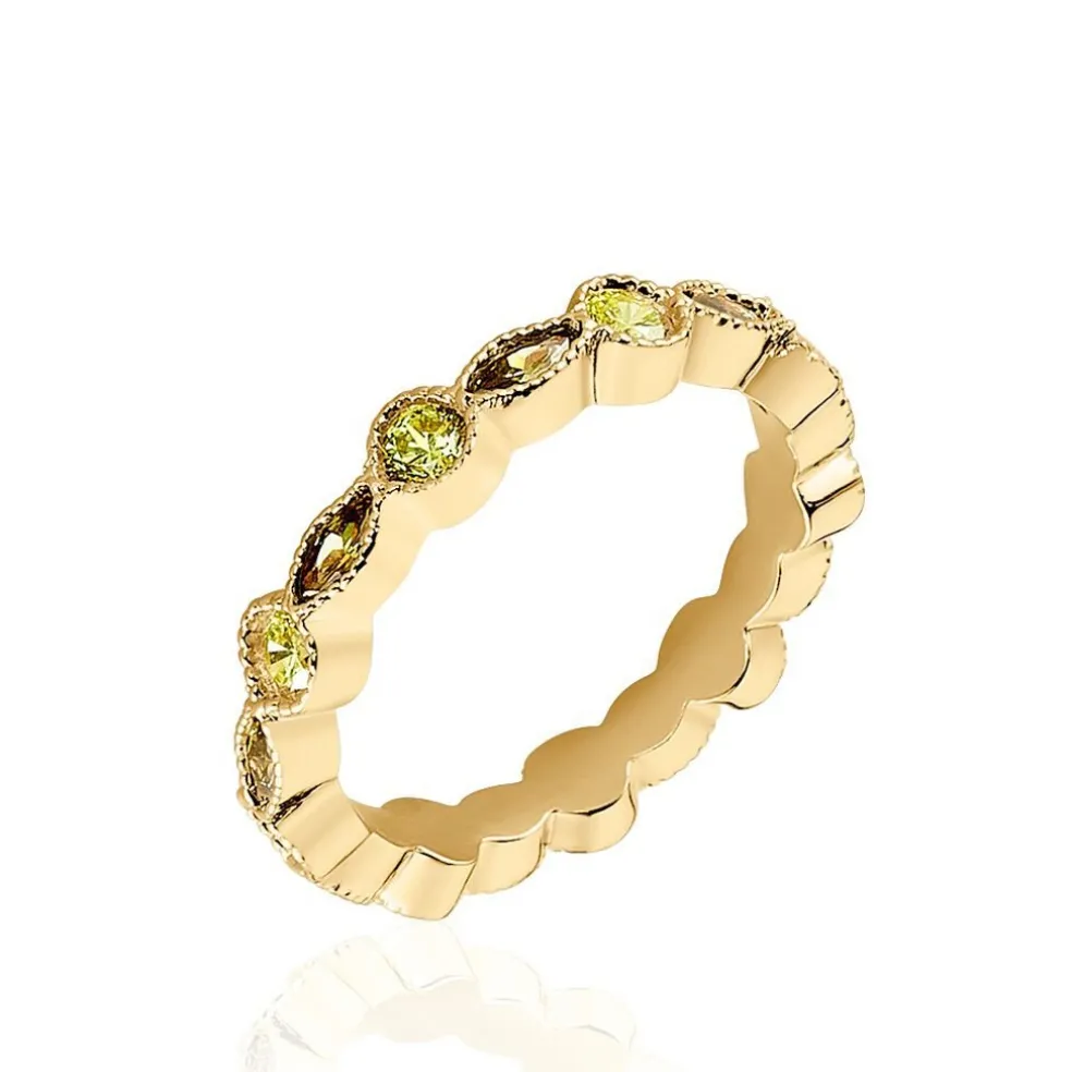 Bague Mencia Plaque Or Jaune Oxyde De Zirconium