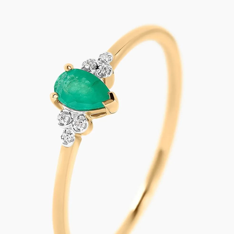 Bague Moss Or Jaune Emeraude Diamant