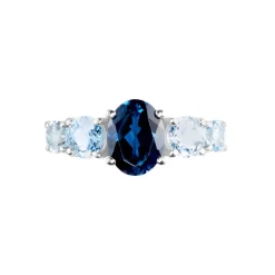 Bague Muna Or Blanc Topaze Bleu London Topaze Topaze