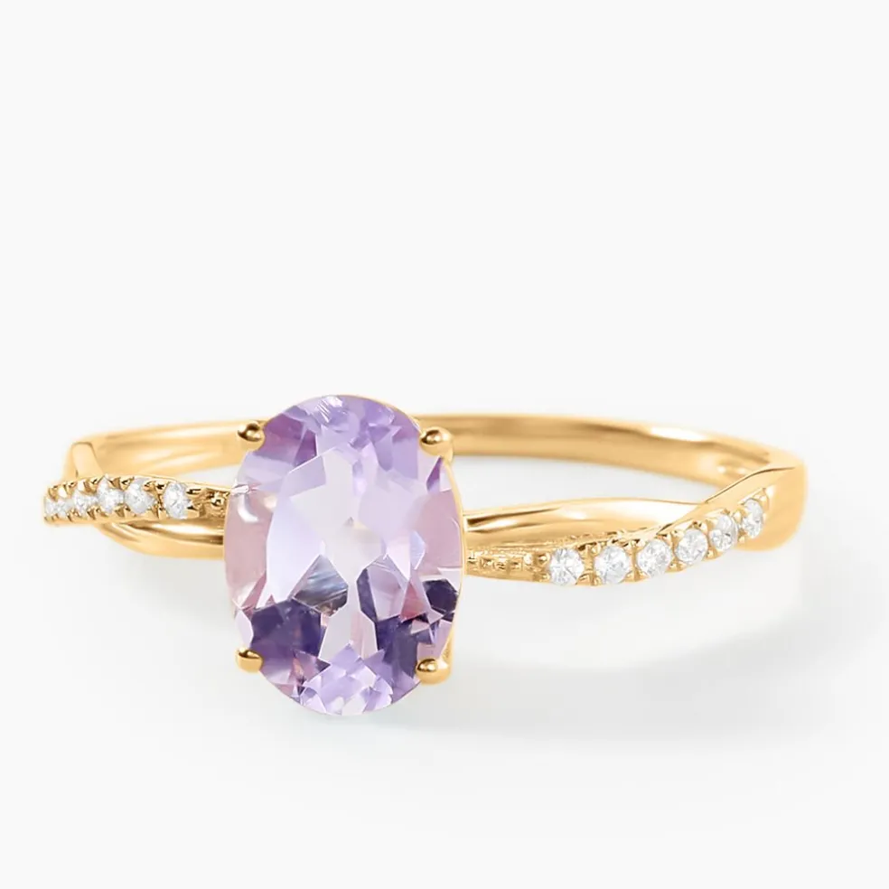 Bague Niklaus Or Jaune Améthyste Oxyde De Zirconium