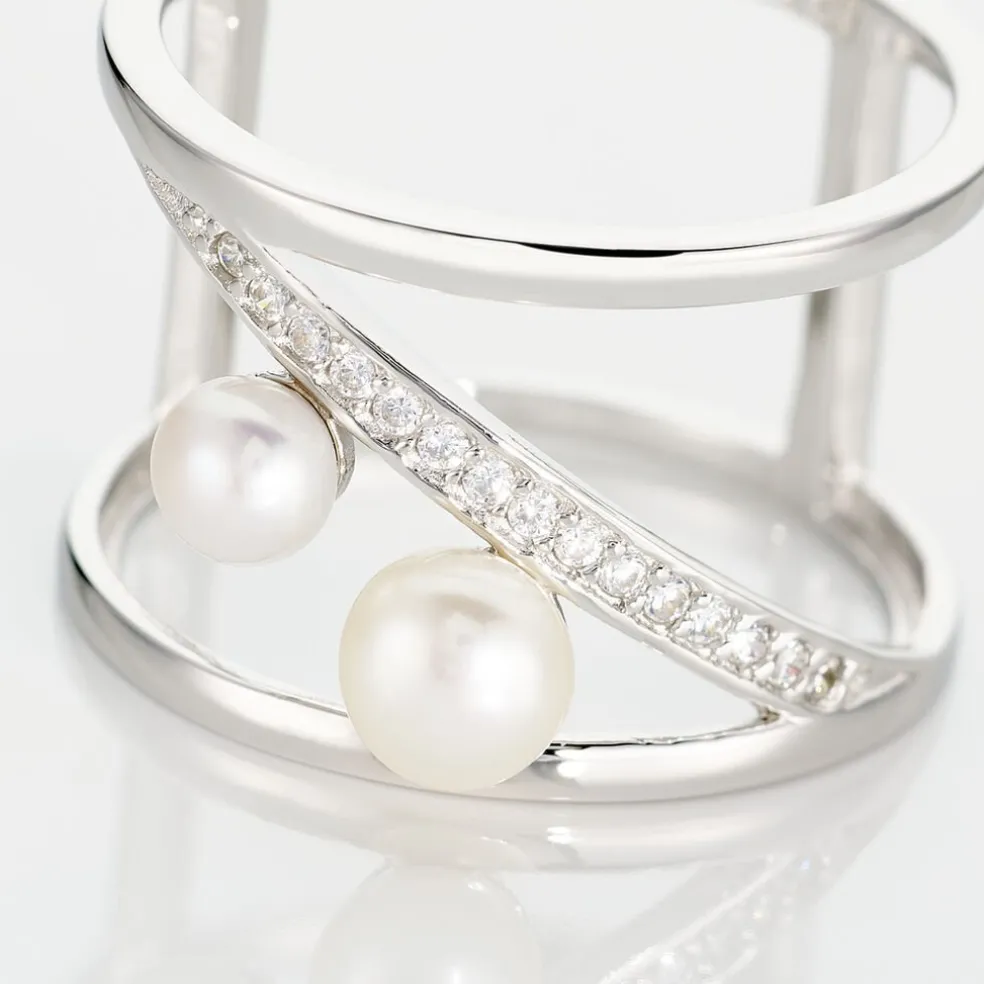 Bague Nissi Argent Blanc Perle De Culture Oxyde De Zirconium