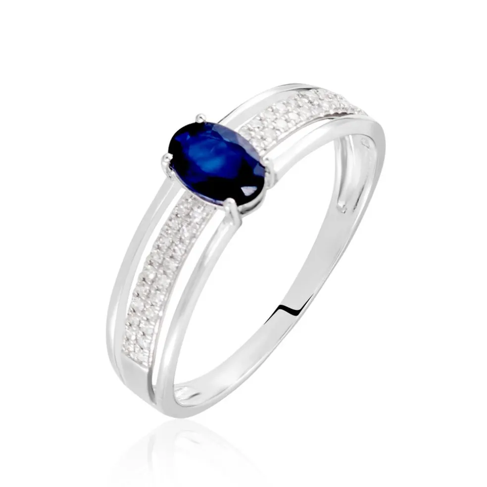 Bague Or Blanc Enea Saphir Diamants