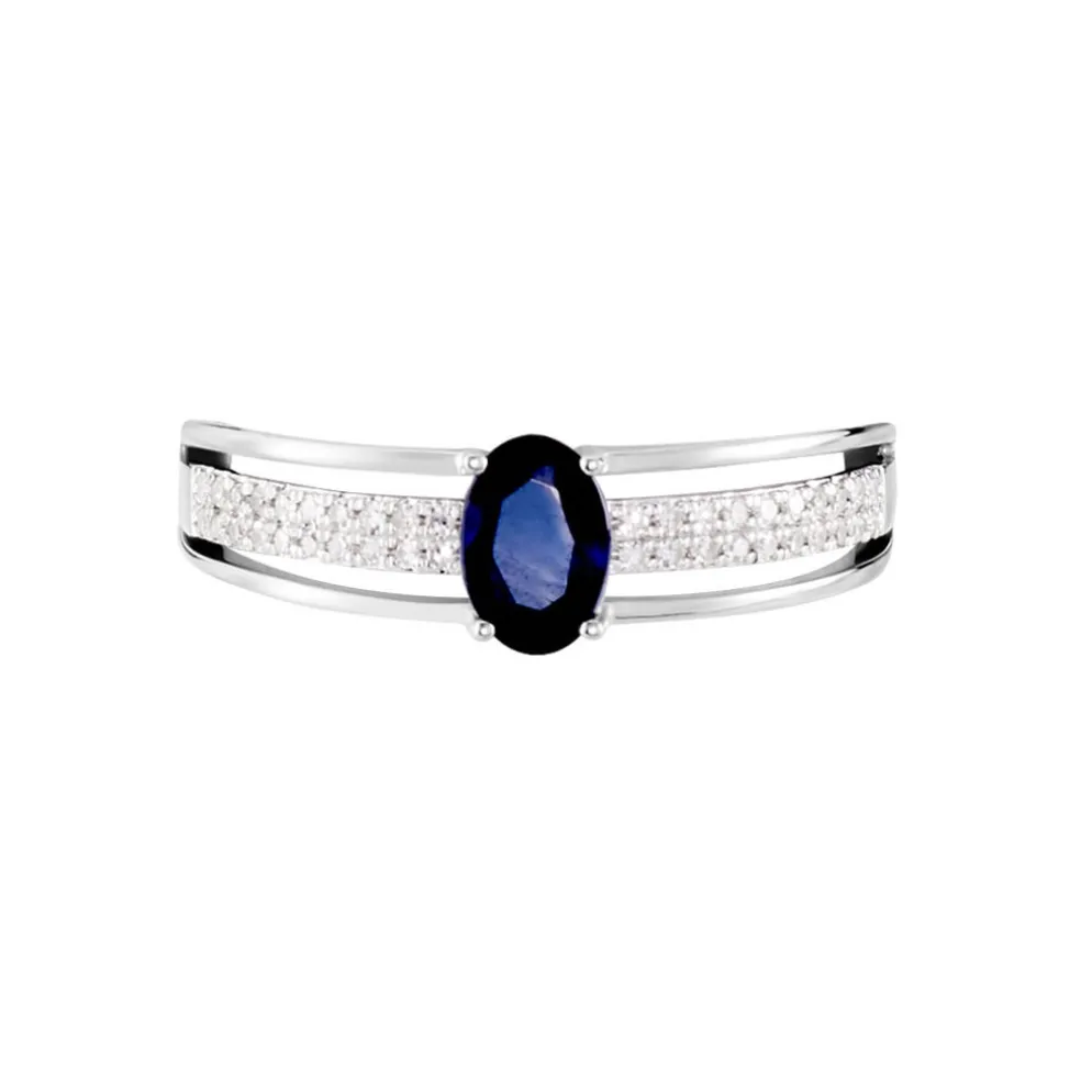 Bague Or Blanc Enea Saphir Diamants