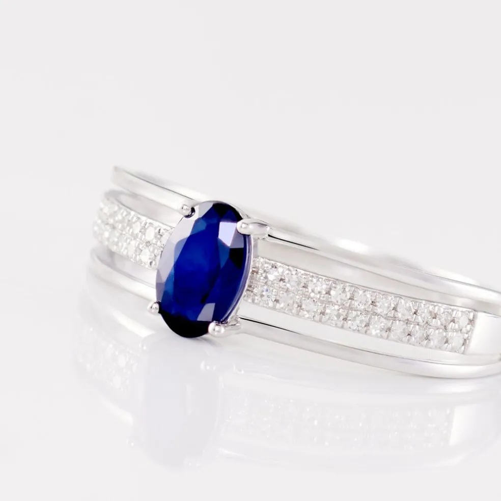Bague Or Blanc Enea Saphir Diamants