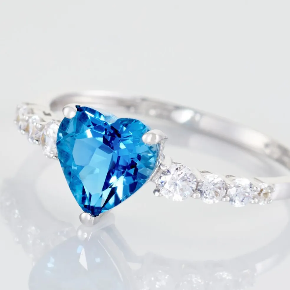 Bague Or Blanc Fany Topaze Oxydes De Zirconium