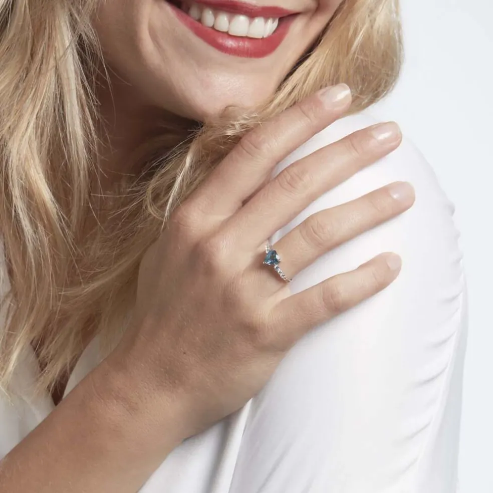 Bague Or Blanc Fany Topaze Oxydes De Zirconium