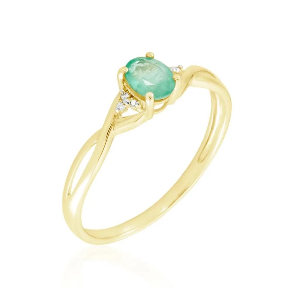 Bague Or Jaune Cassie Emeraude Diamants