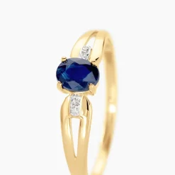 Bague Or Jaune Ebrard Saphir Diamants