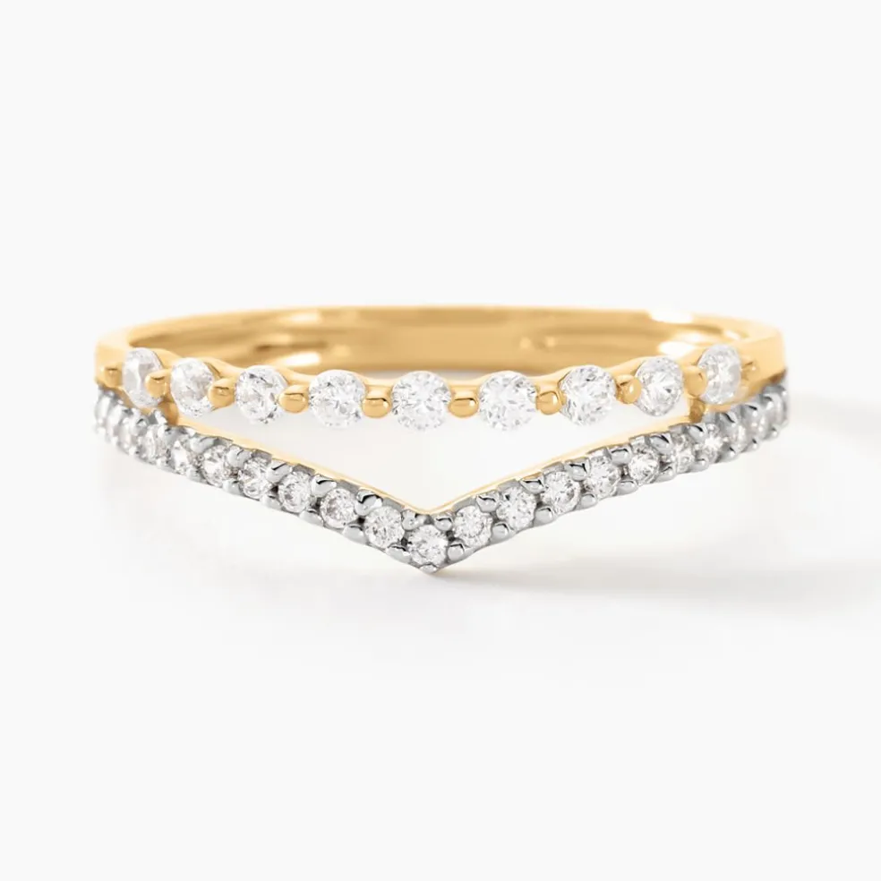 Bague Or Jaune Eclat D'etoile Oxyde De Zirconium