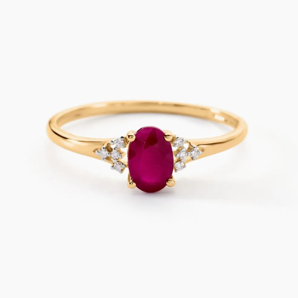 Bague Or Jaune Marie Rubis Diamants