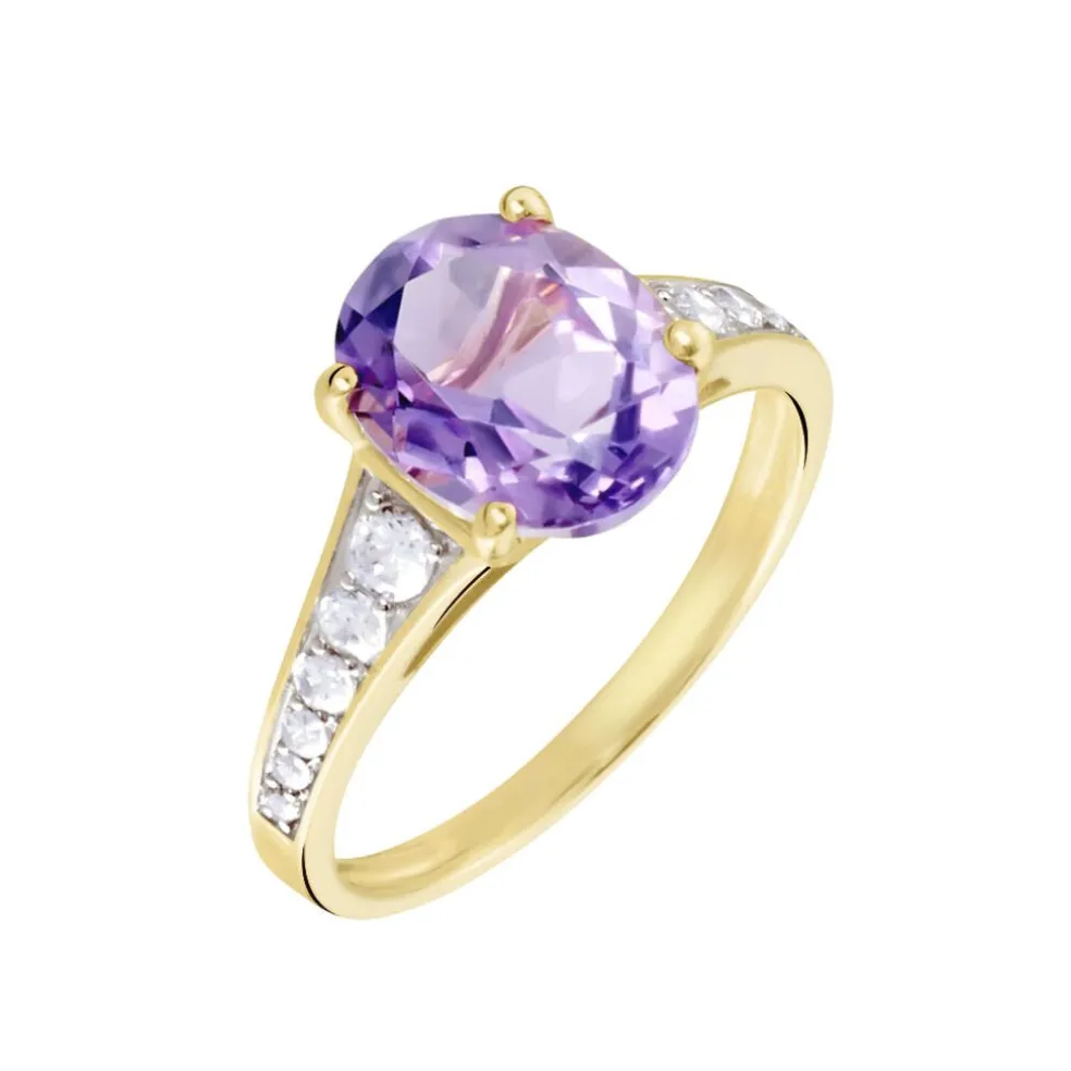 Bague Or Jaune Marie-camille Améthyste Oxydes De Zirconium