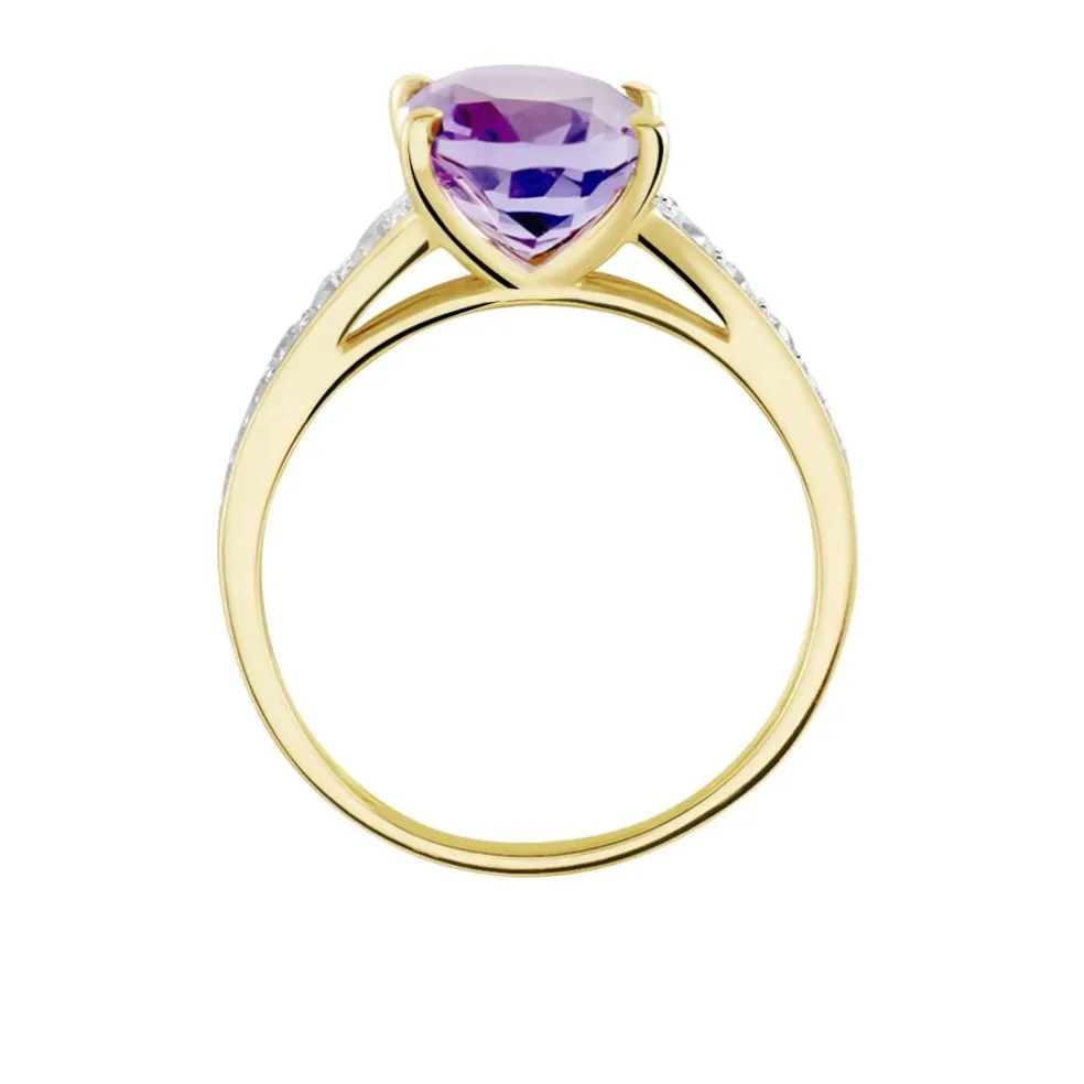 Bague Or Jaune Marie-camille Améthyste Oxydes De Zirconium