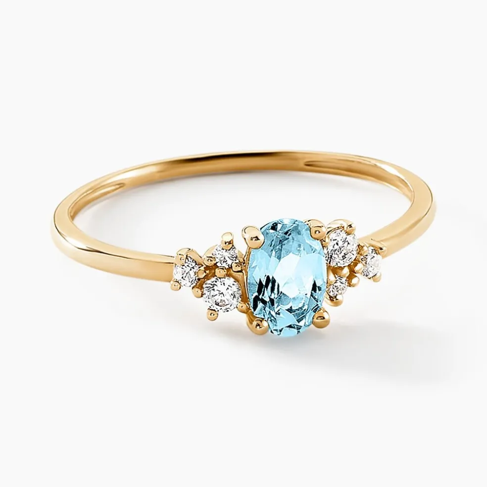 Bague Pansy Or Jaune Topaze Oxyde De Zirconium