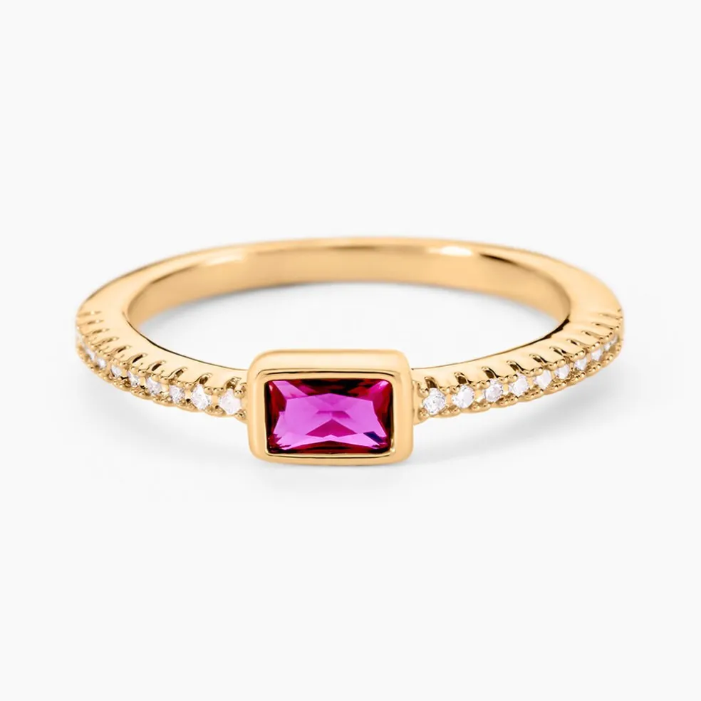 Bague Plaqué Or Jaune Calvina Pierre Synthétique