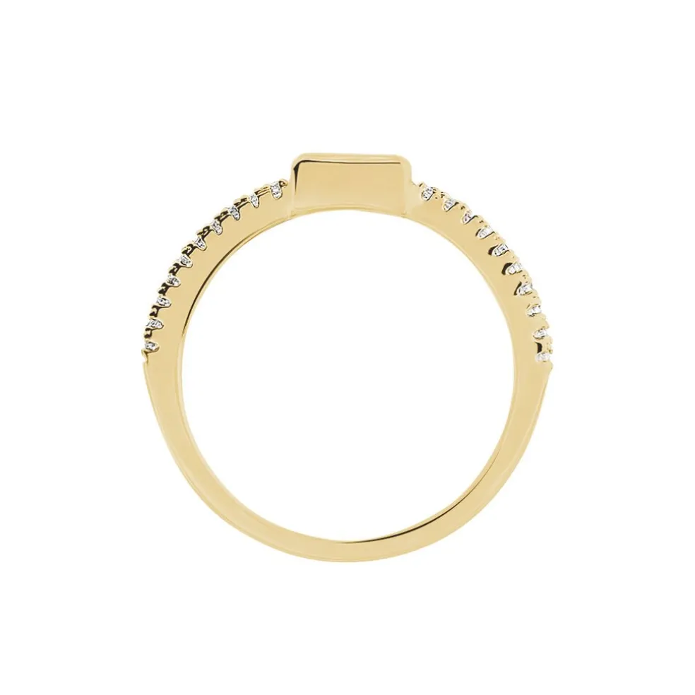 Bague Plaqué Or Jaune Calvina Pierre Synthétique