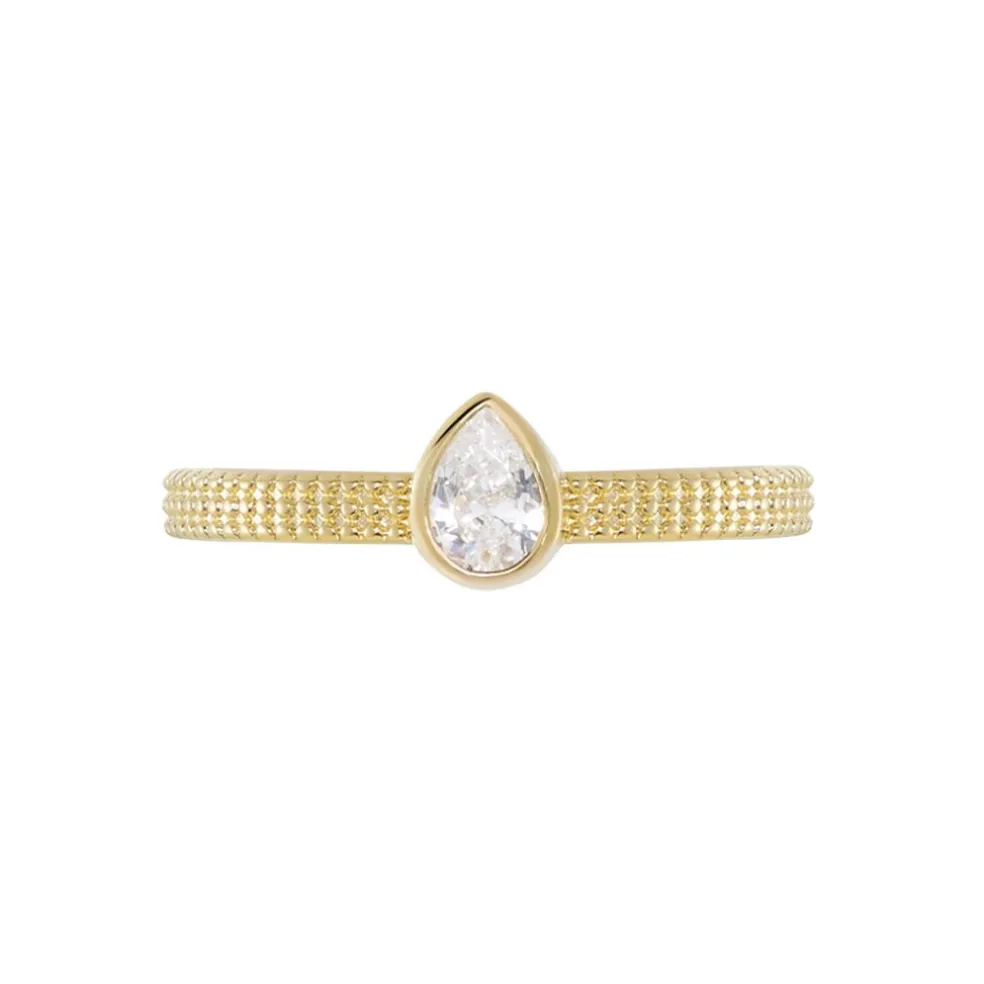 Bague Plaqué Or Lame Oxyde De Zirconium