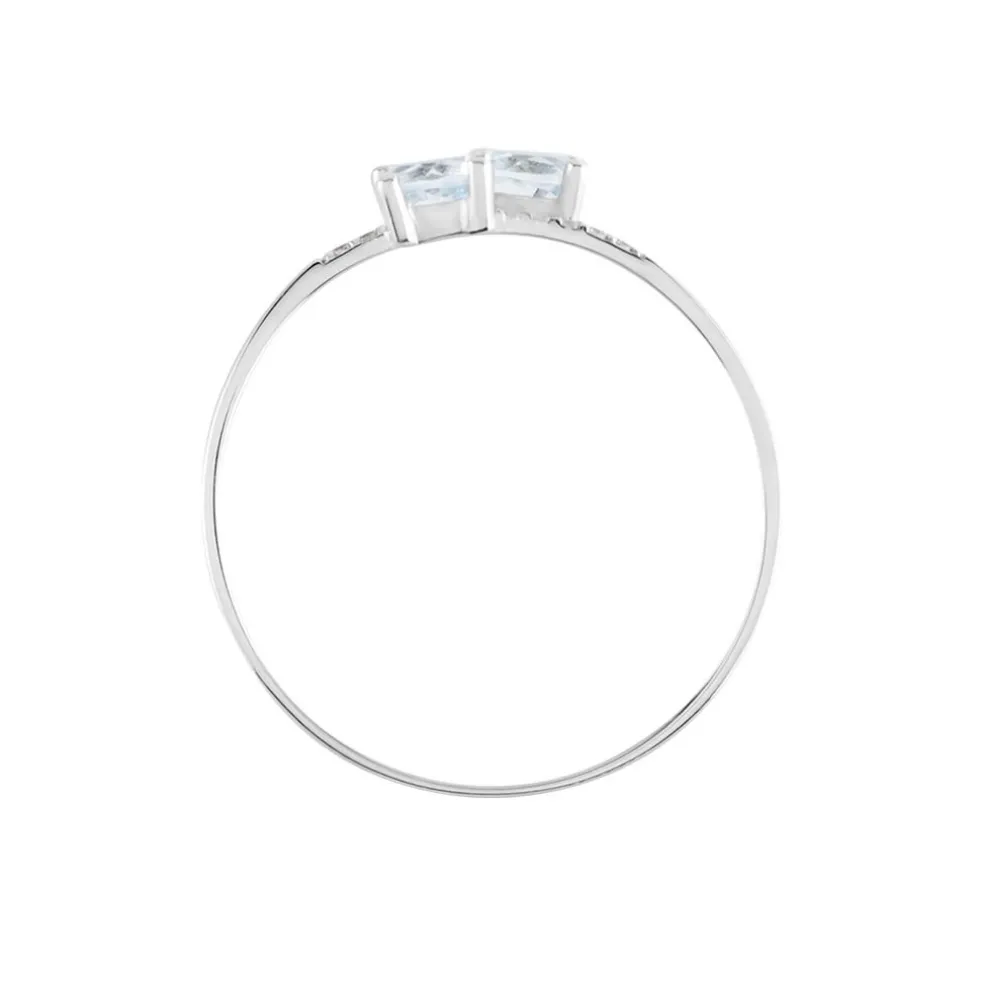 Bague Pollie Or Blanc Topaze Bleu Sky Oxyde De Zirconium
