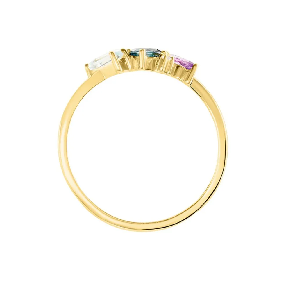 Bague Printemps Précieux Or Jaune Topaze Améthyste