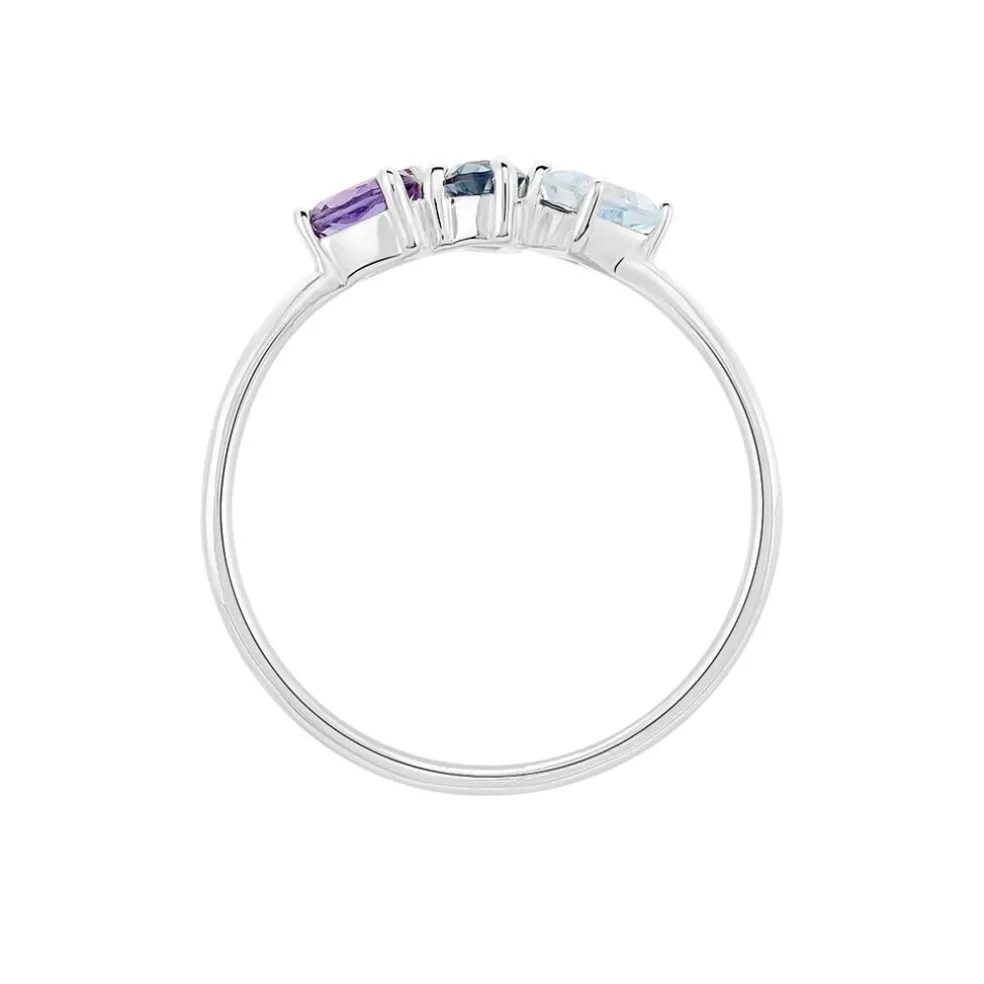 Bague Raika Or Blanc Amethyste Et Topaze