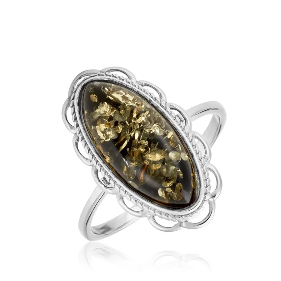 Bague Reetta Argent Blanc Ambre