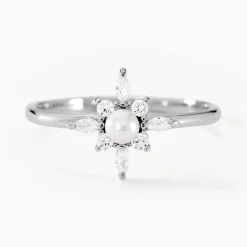 Bague Rhoda Argent Blanc Perle De Culture Oxyde De Zirconium