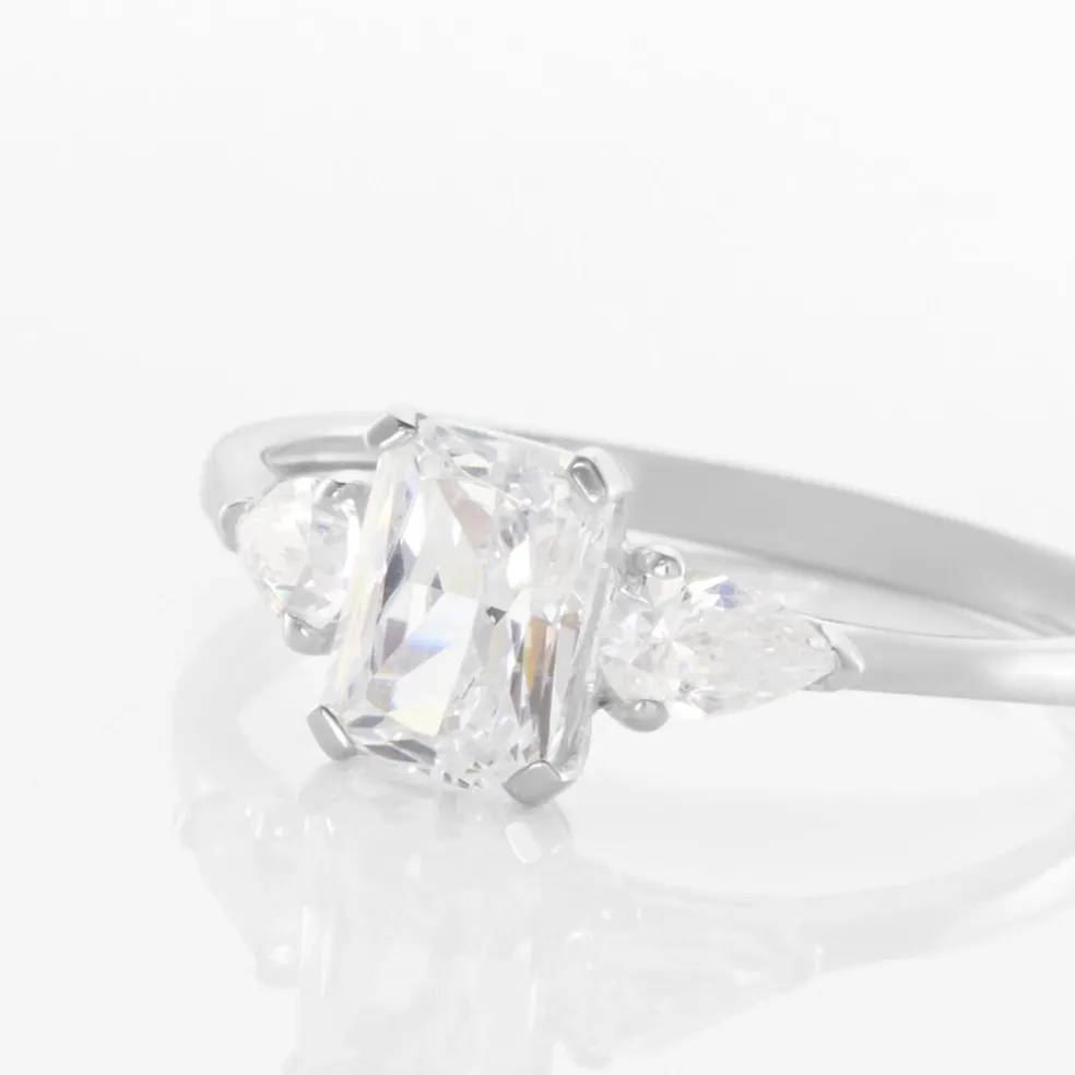 Bague Saelle Or Blanc Oxyde De Zirconium