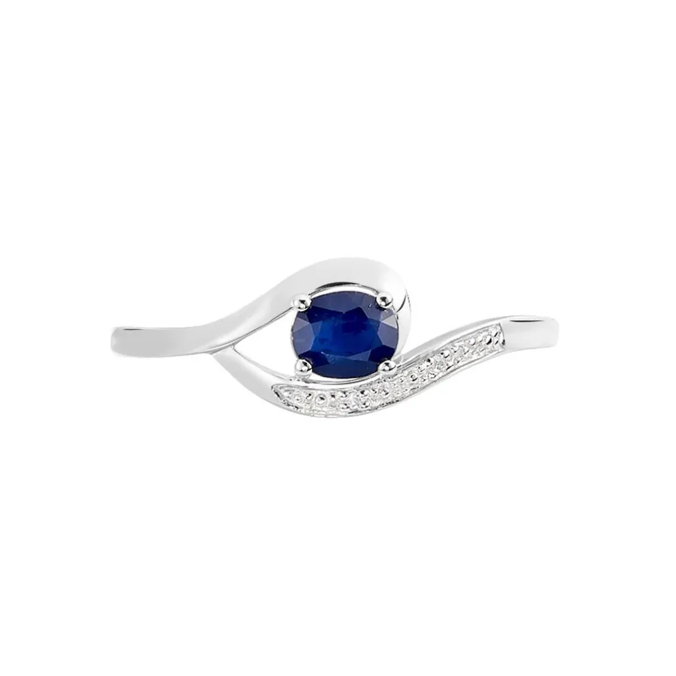 Bague Sagesse Or Blanc Saphir Et Diamant