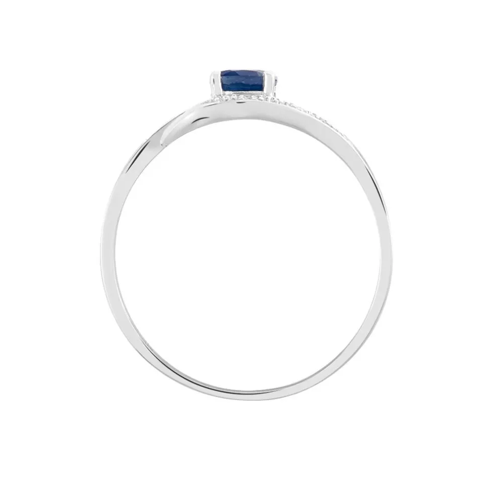 Bague Sagesse Or Blanc Saphir Et Diamant